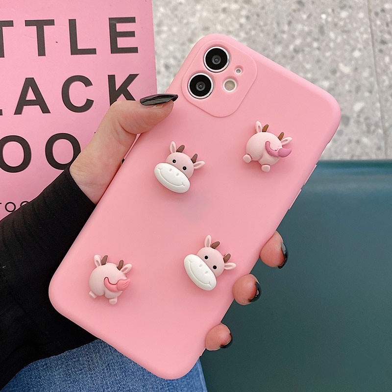 Ốp điện thoại 3D Cartoon cute cow head pink phone case cho SAMSUNG S6 S7 edge S8 S9 PLUS S10 S20 S21 ultra S10E soft shell