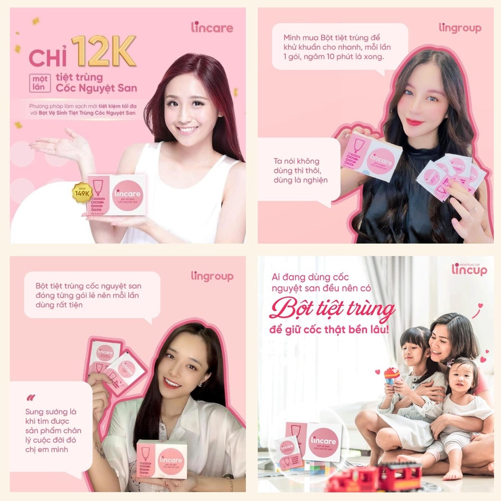 Bột vệ sinh cốc nguyệt san bột tiệt trùng cốc nguyệt san lincare