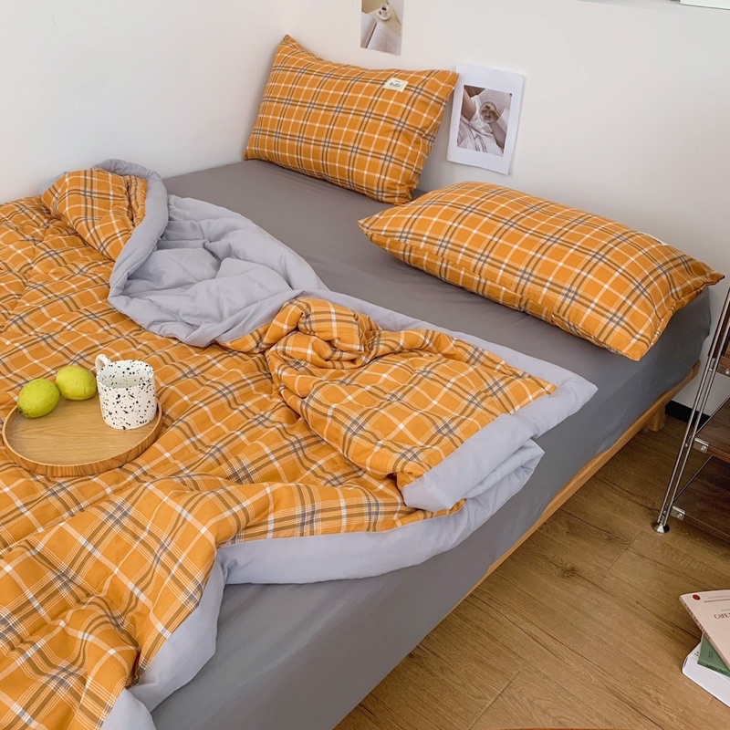 Set Đũi Hoạt Tính Chăn Hè , Hoạ Tiết Kẻ Ô Nhiều Màu Sắc (shinbedding)