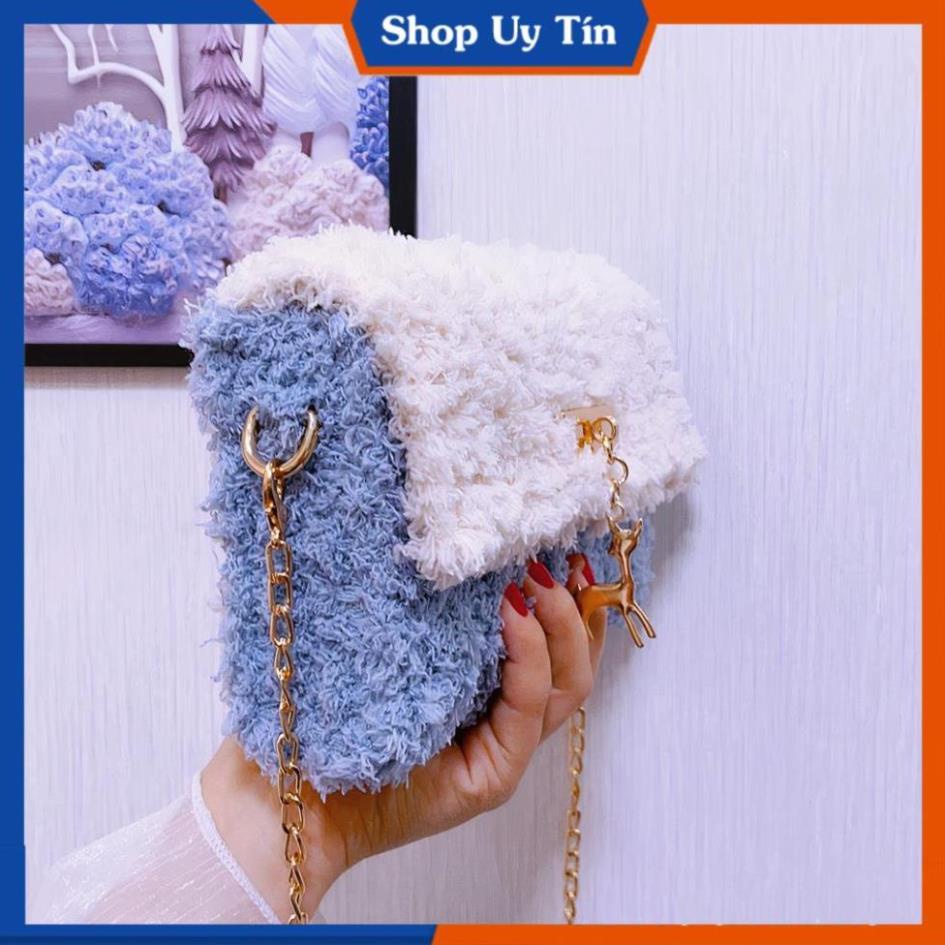 [ FREESHIP 50K ] Túi Len Tự Đan Phối Màu, Túi Đeo Chéo Handmade - Phụ Kiện Đan Túi
