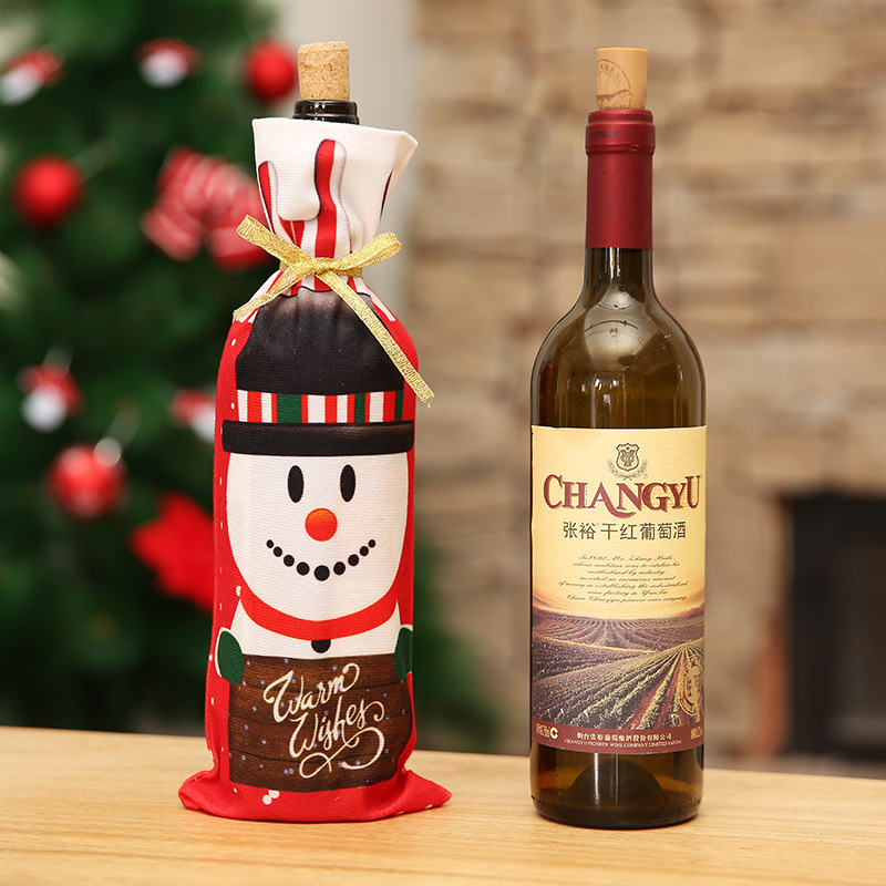 Túi bọc chai rượu vang họa tiết tuần lộc/ ông già noel/ người tuyết phong cách Giáng Sinh năm mới đáng yêu