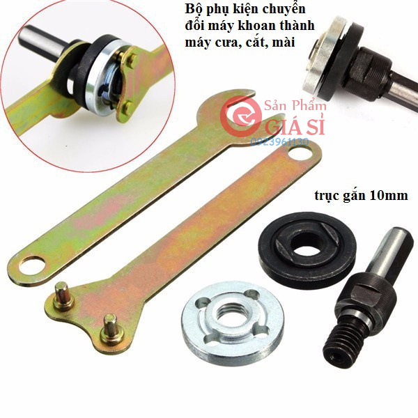 Bộ phụ kiện trục 6mm 10mm chuyển đổi máy khoan thành máy cắt ,cưa ,mài ❤️freeship❤️