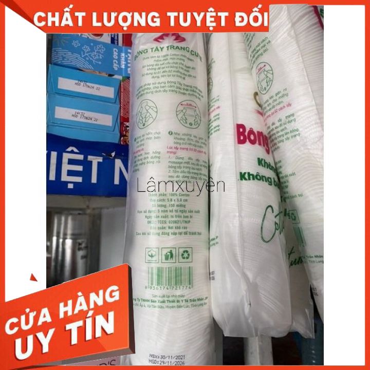 Bông tẩy trang tròn CUTE 150 miếng +1 FREESHIP thiết kế tròn ,bông mềm mịn ,không kích ứng da sài cực đã [ tận gốc ]