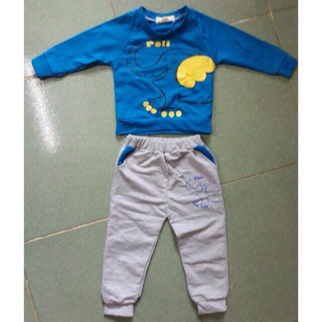 Bộ da cá in hình voi áo xanh