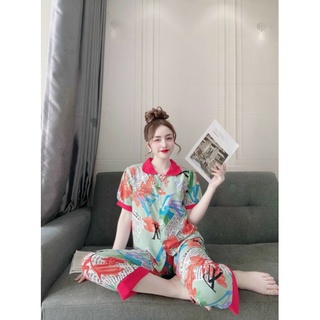 Đồ bộ piama vải lụa hàn cổ sen size dưới 58 kg