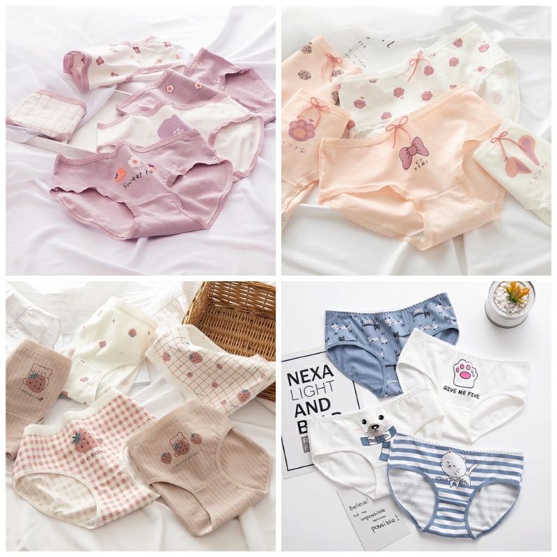  SET 4 Quần Lót Nữ Cotton Nâng Mông Thông Hơi Hoạ Tiết Dễ Thương BIKI CB1 | BigBuy360 - bigbuy360.vn