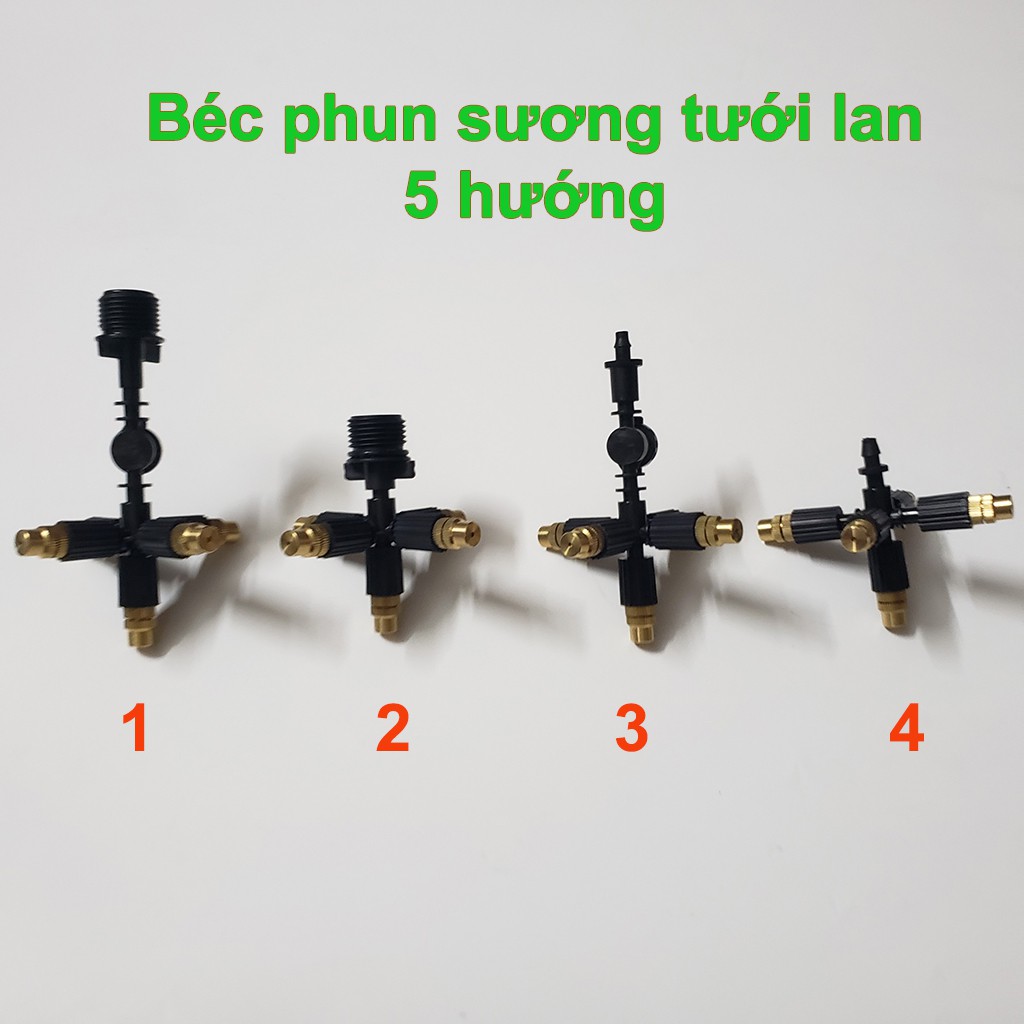 Béc phun sương 5 hướng tưới hoa lan đầu béc đồng van chống rỉ nhỏ giọt