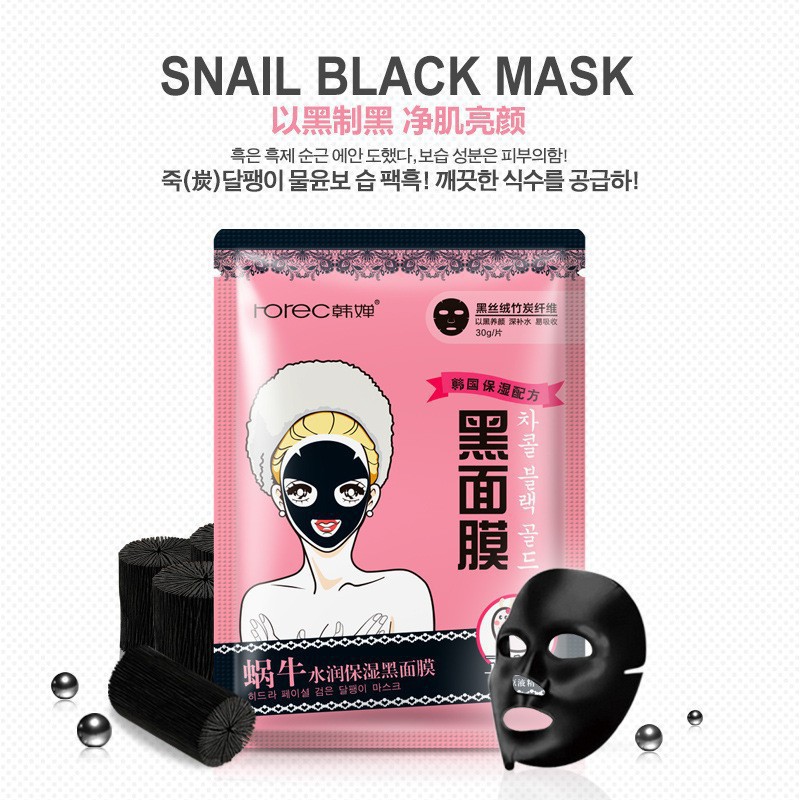 (Chính Hãng) mặt nạ thải độc than tre hoạt tính Bioaqua Black Mask và Rorec