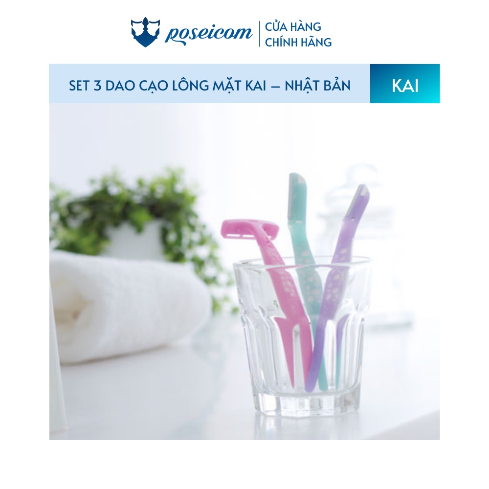 Set 3 Dao Cạo Lông Mặt Cán Dài Kai Razor Can For Women POSEICOM DC06