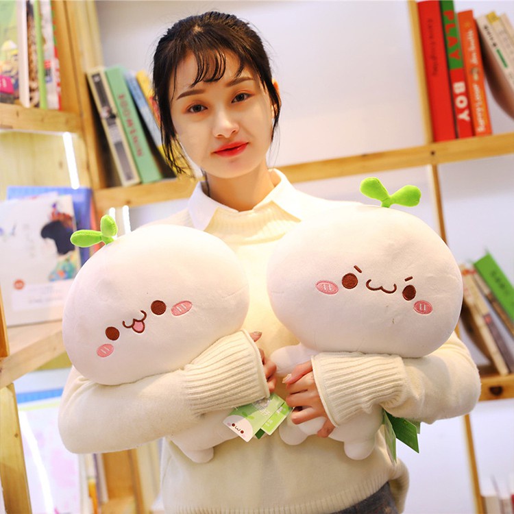 Gấu bông nhỏ cute rau mầm mềm mịn 35cm, Thú nhồi bông mầm cây dễ thương chất  liệu nhung co dãn 4 chiều