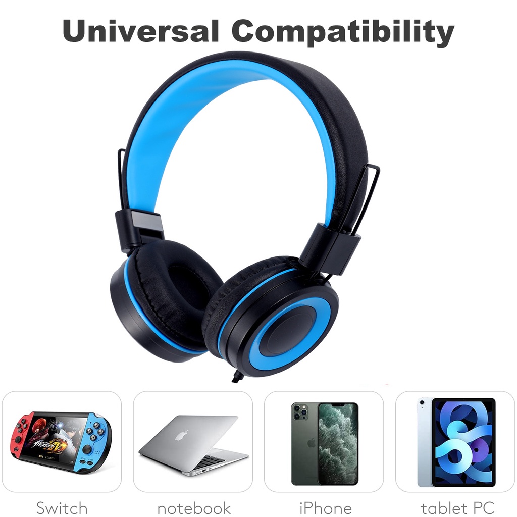 Tai Nghe Chụp Tai Có Dây 3.5mm Có Thể Điều Chỉnh Cho Bé Trai ipad laptop iPhone