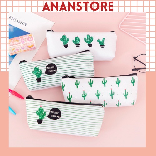 Túi Đựng Bút Vải Canvas Xương Rồng Xinh Xắn, Hộp Bút Cute ANANStore