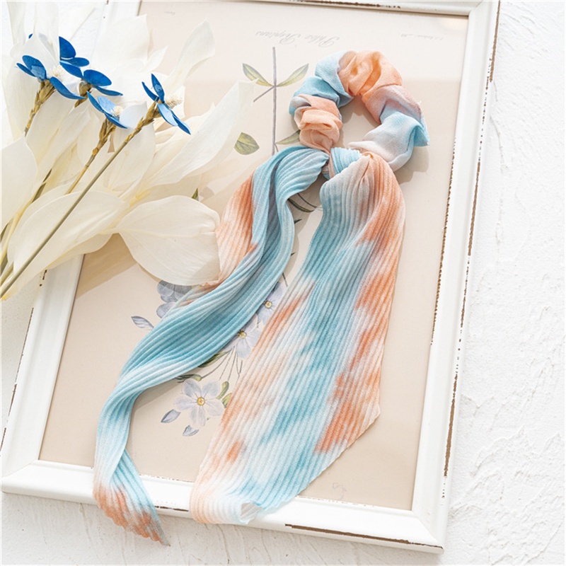 Dây Buộc Tóc Cao Su Co Giãn Họa Tiết Hoa Nhuộm Màu Xinh Xắn Cho Nữ