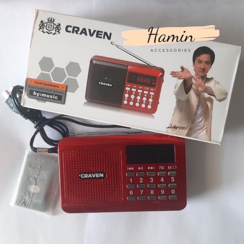 Đài Radio Craven CR-16 Máy nghe pháp  nghe đài, nghe nhạc thẻ nhớ, USB, nghe kinh phật sử dụng pin siêu trâu