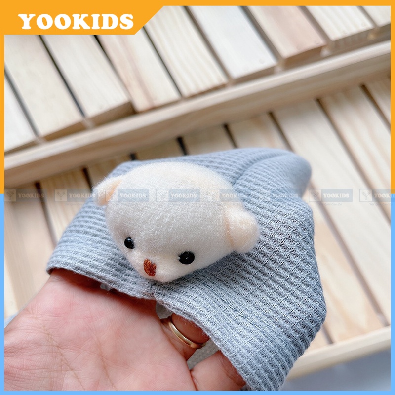 Bộ thu đông cho bé YOOKIDS kèm mũ chụp gấu chất đũi xốp mềm mịn, Bộ dài tay cho bé trai bé gái 1 2 3 4 5 tuổi
