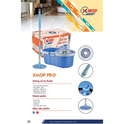 Bộ thùng lau nhà 360 độ hiệu Megahome chính hãng