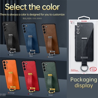 Ốp Điện Thoại Da Sáp Dầu Có Quai Cầm Tay Kiểu Retro Đơn Giản Chống Rơi Cho Samsung S22/S22 Plus/S22 Ultra