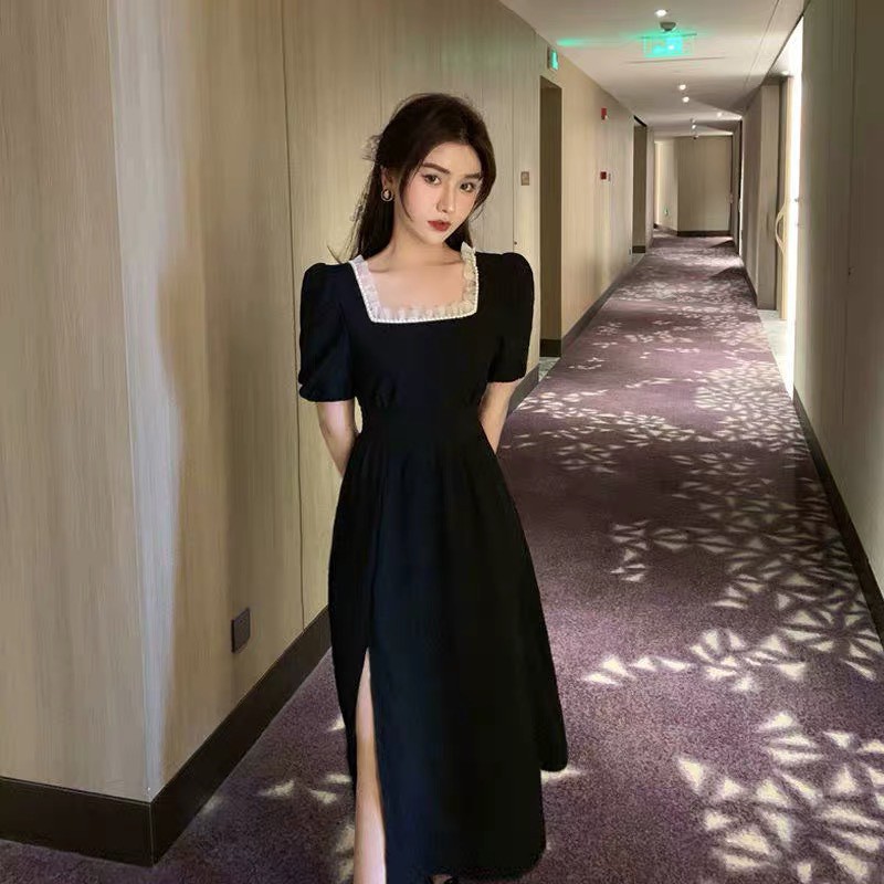 Đầm cổ vuông viền ren dự tiệc tay ngắn xinh đẹp dễ thương cho đi chơi, đi đám cưới cao cấp - Thời Trang VADA - D70 | BigBuy360 - bigbuy360.vn