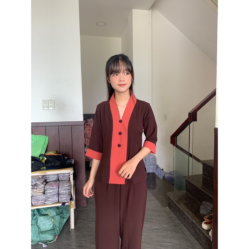 đồ lam đi chùa , thời trang nữ cổ bà lai phối