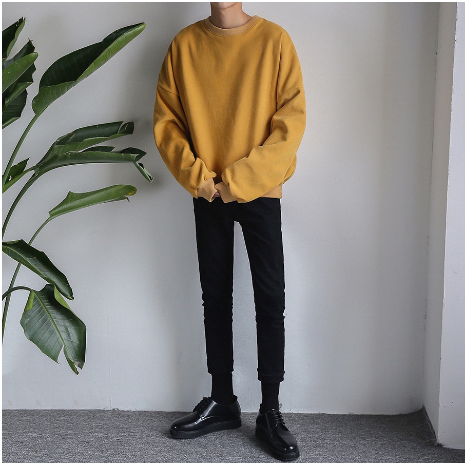 Áo Nỉ Trơn Dài Tay Cổ Tròn Nam Nữ Unisex Kiểu Dáng Basic Bo Gấu Thời Trang Mixxstore TOP NAM 206V1