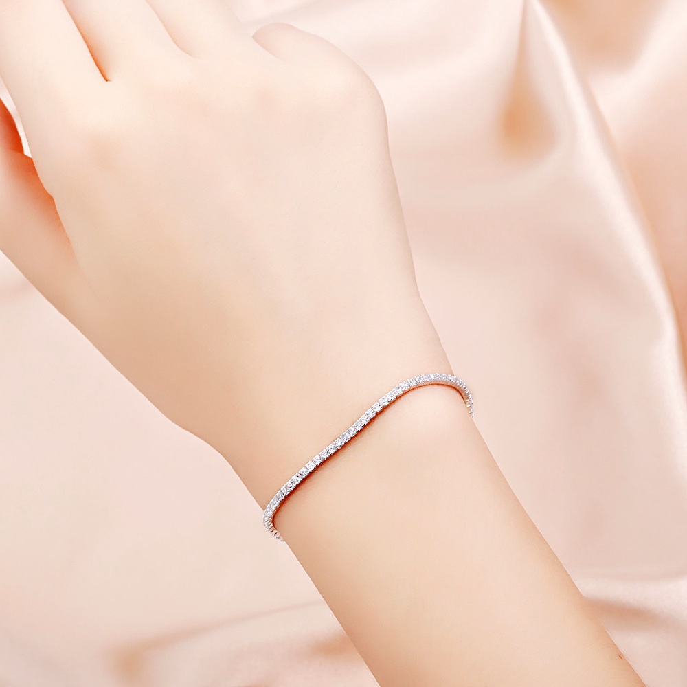 Vòng tay bạc ta cao cấp đính đá sang trọng Evasilver, chuẩn bạc ta sáng bóng