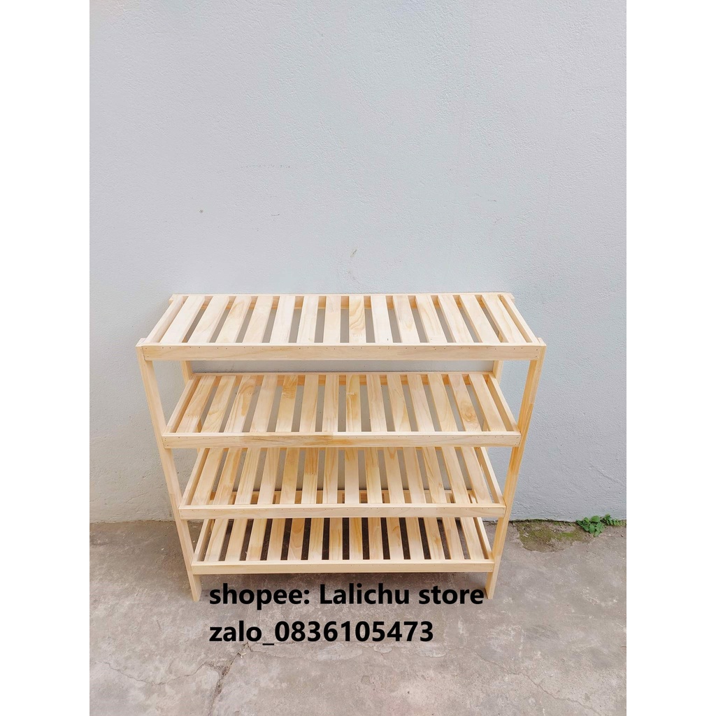 Kệ gỗ 4 tầng gỗ tự nhiên, kệ giày 4 tầng bằng gỗ