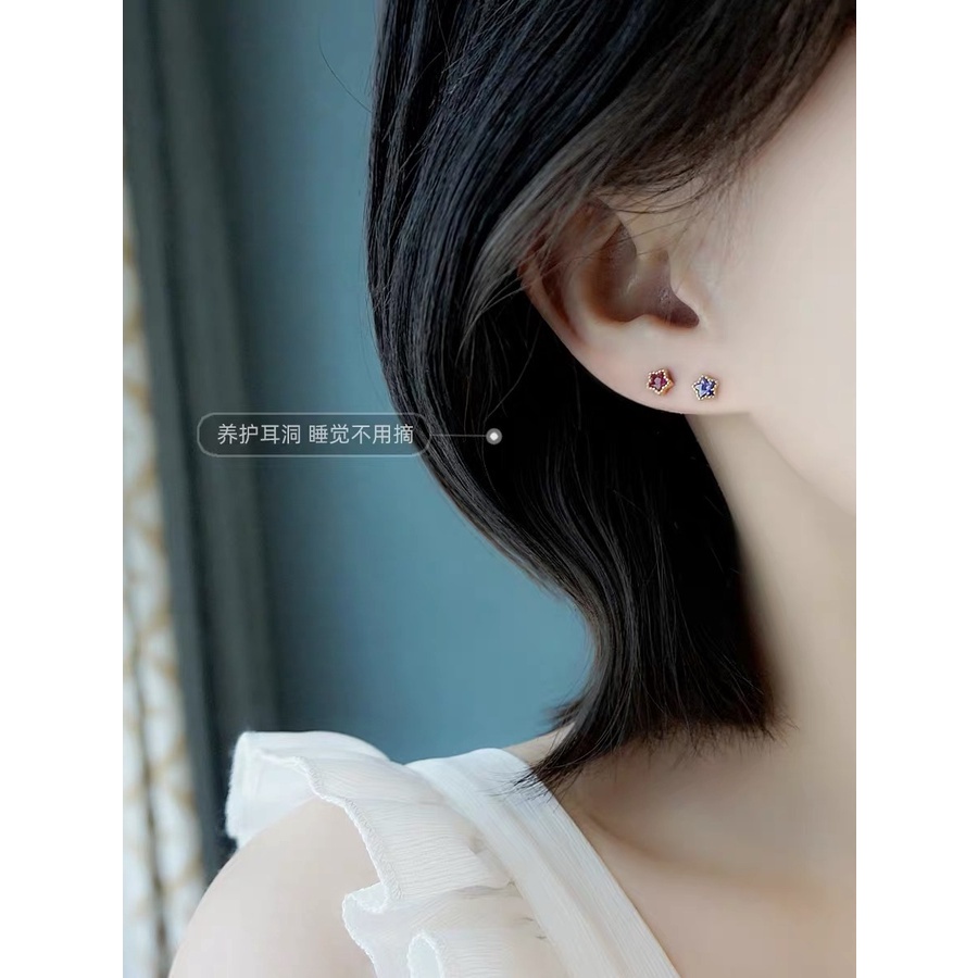 Bán Chạy ~ Khuyên Tai Thép Y Tế Nhỏ Tinh Tế Không Gây Dị Ứng Hình Ngôi Sao / Trái Tim Ngôi Sao Năm Cánh Hàn Quốc