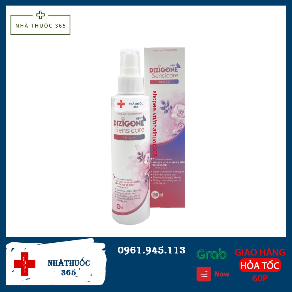 Dung dịch vệ sinh phụ nữ dạng xịt Dizigone Sensicare 150ml - Hết ngứa, khí hư, mùi hôi chỉ từ 2 ngày