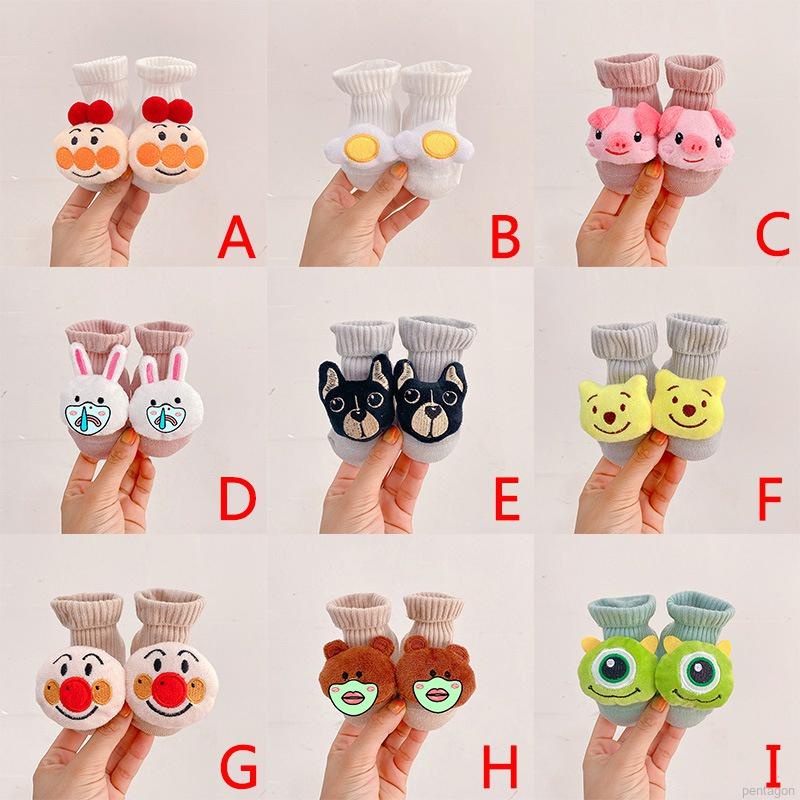 Vớ đan len chống trượt họa tiết hoạt hình dễ thương cho trẻ sơ sinh