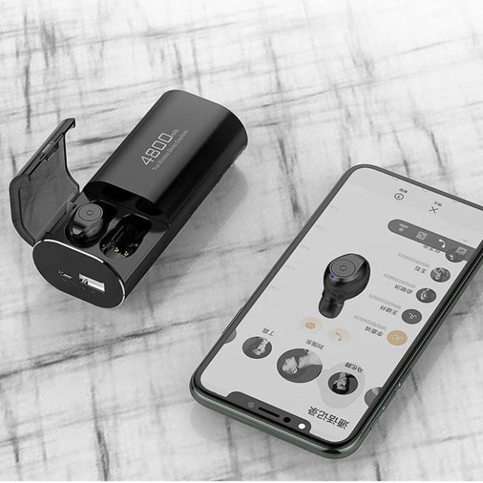 Tai Nghe Không Dây, Tai Nghe Bluetooth 5.0 TWS True Wireless Amoi S11, Kiêm Cốc Sạc Dự Phòng, Đồng Hồ Hiện Thị % Pin