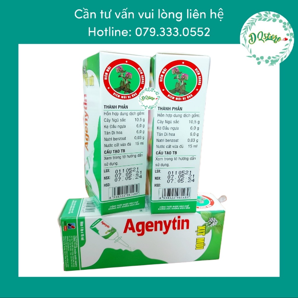 Xịt mũi ngũ sắc Agenytin- Viêm mũi, viêm mũi dị ứng 15ml
