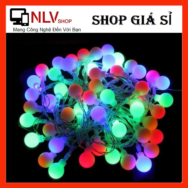 Dây Đèn LED Bi bóng đục trang trí Noel Và Tết Tự Động Đổi Bảy Màu 80 bóng/10m, Dây đèn led tiết kiệm điện năng