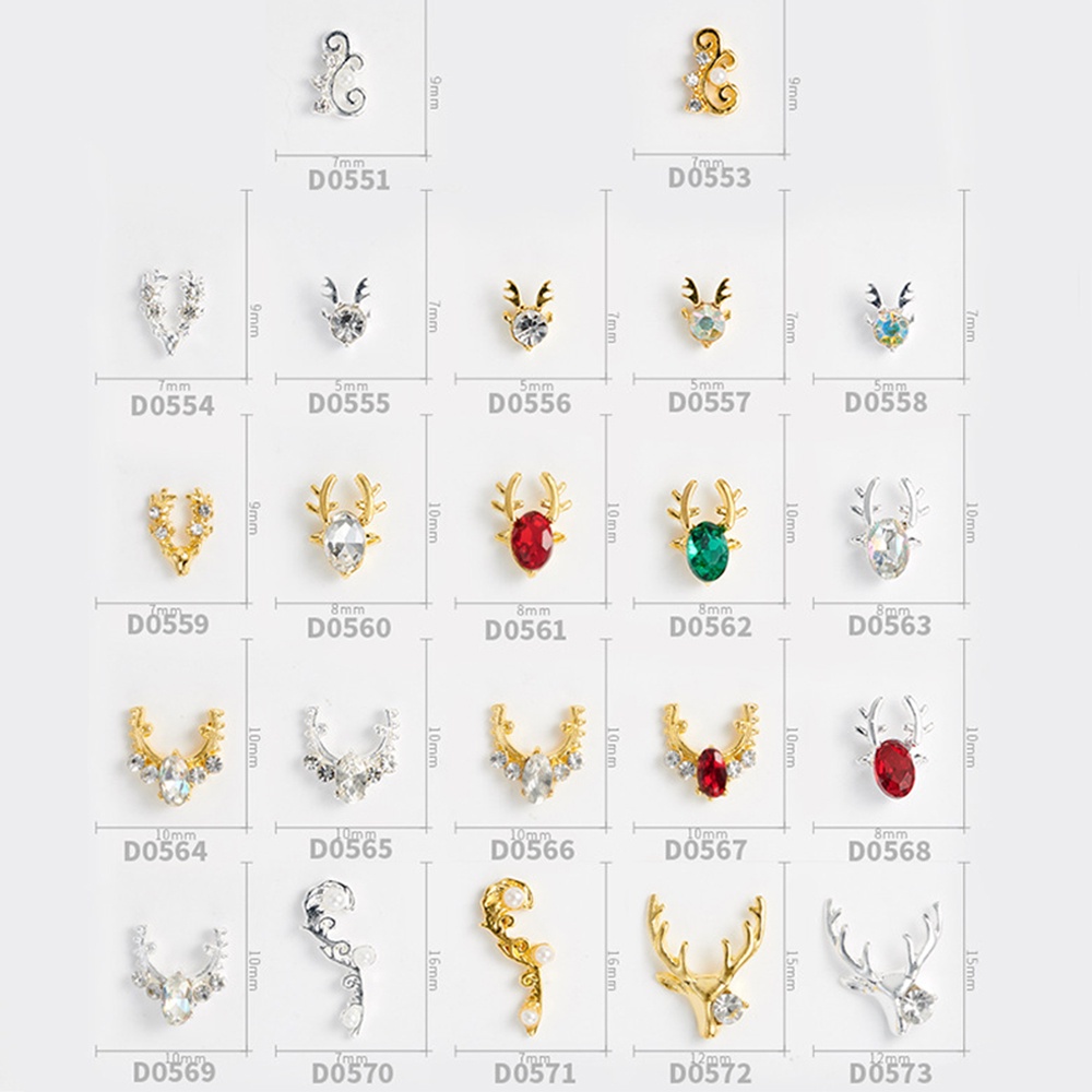Set 10 Phụ Kiện Trang Trí Móng Tay Hình Sừng Hươu 3D Sang Trọng Diy