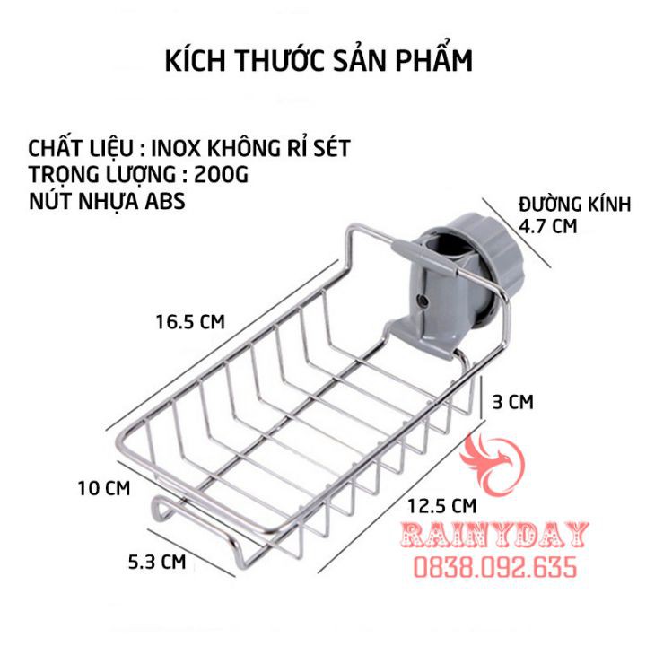 Giá khay inox để đựng đồ rẻ rửa bát chén miếng xà phòng gắn treo vòi nước bồn chậu nhà bếp