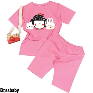 ( Khuyến mãi ) Bộ đồ bé gái hình bé gái va 2 con thỏ ,bộ bé gái từ 6kg-29kg.BDBG39