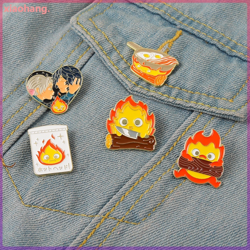 Huy Hiệu Cài Áo Hình Lâu Đài / Ngọn Lửa Miyazaki / Trái Tim Hoạt Hình Dễ Thương