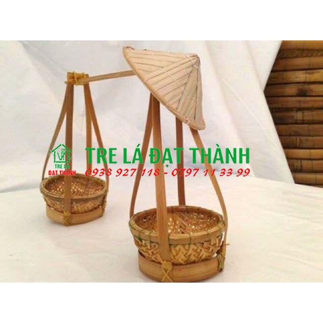 Quang gánh mây tre trang trí, decor - loại nhí cạo tinh. quang gánh, quang gánh đẹp giá rẻ