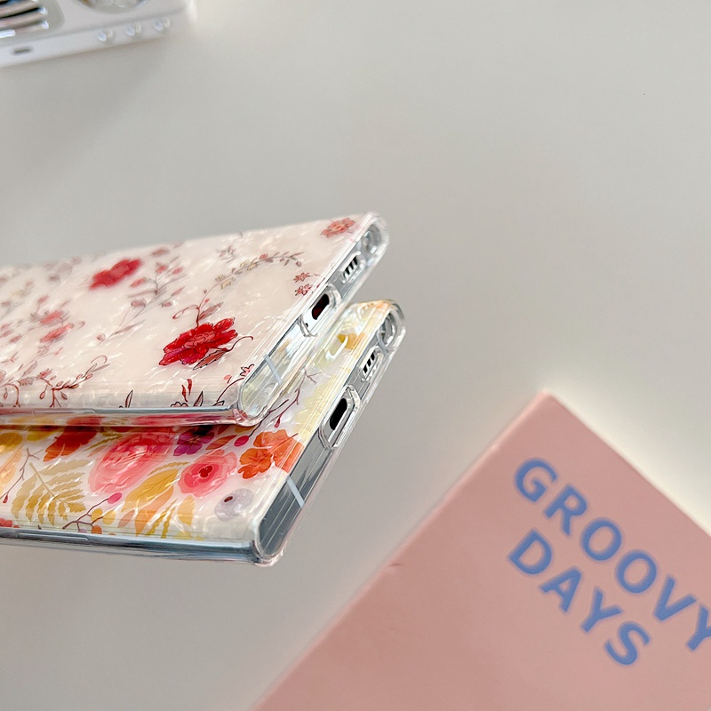 Bao Da Điện Thoại Họa Tiết Hoa Màu laser Cho samsung s22 ultra s22 plus s21fe Ốp