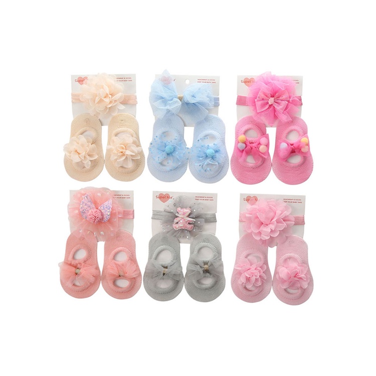 Set 2 Băng Đô/Băng Đô/Vớ Màu Trơn Kiểu Công Chúa Cho Bé Gái Sơ Sinh