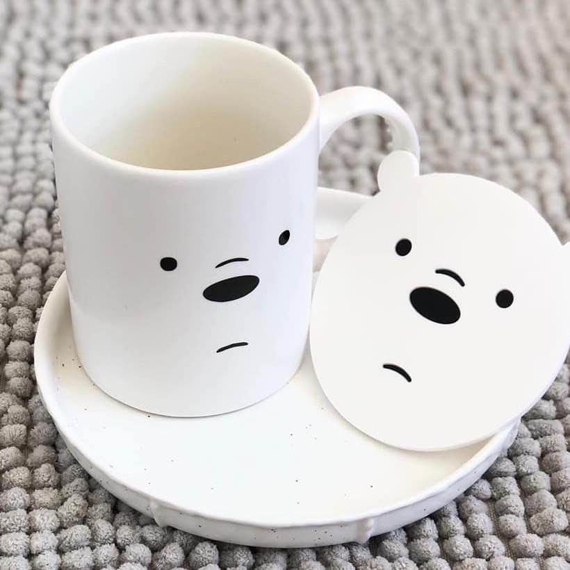 Cốc sứ Miniso phiên bảng We Bare Bears x Miniso đáng yêu kèm miếng lót ly