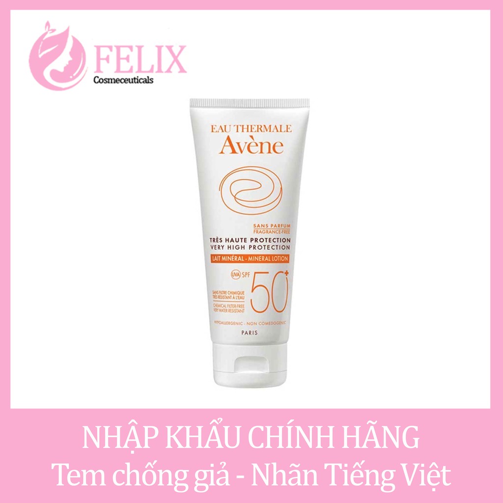 Kem chống nắng SPF 50+ cho da nhạy cảm Avene Very High Protection Mineral Lotion 50+ 50ml Pháp