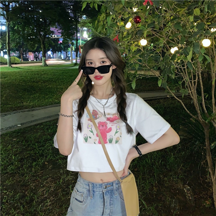Áo Thun Cotton Ngắn Tay Dáng Rộng Màu Trắng In Họa Tiết Graffiti Thời Trang Mùa Hè Hàng Mới Dành Cho Bạn Nữ
