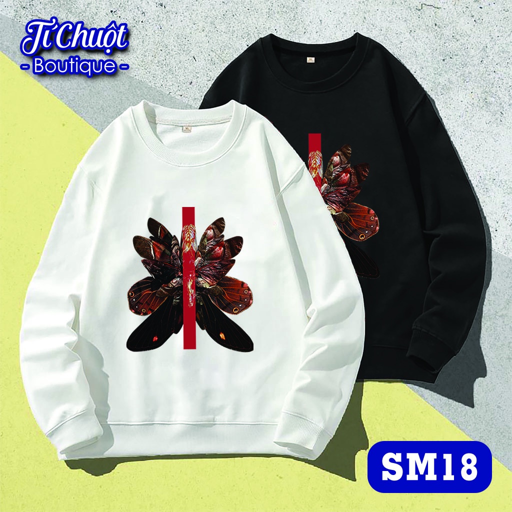 Áo sweater mikenco iilusion 1, áo tay dài nỉ bông mikenco nam nữ form rộng thu đông