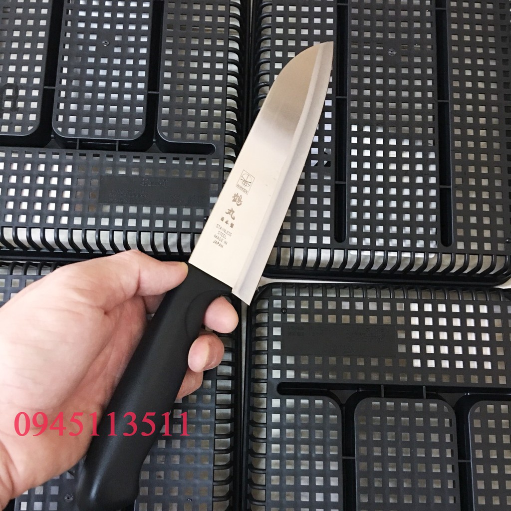 Dao bếp Nhật Bản Santoku Nikken (Made in Japan) cán nhựa ABS, lưỡi thép không gỉ 16.5cm