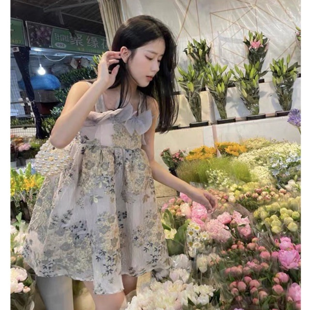Đầm babydoll đính nơ TIFFANY DRESS xinh xắn phong cách ulzzang SAM SAM BOUTIQUE
