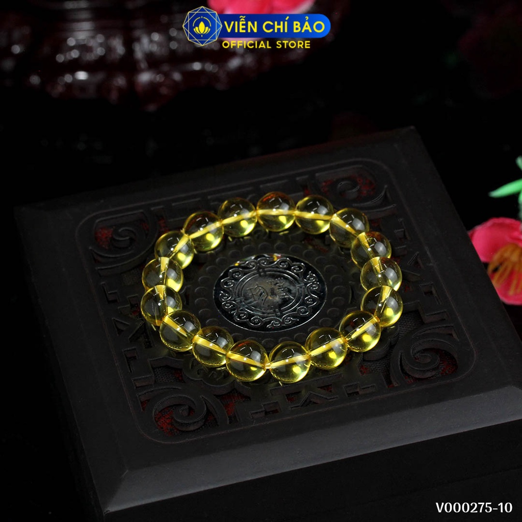 Vòng tay phong thủy đá vàng đậm thời trang phụ kiện trang sức Viễn Chí Bảo V000275