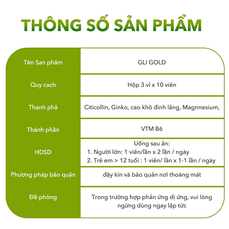 WooHop GLI GOLD hỗ trợ lưu thông máu, giảm chóng mặt, đau đầu, mất ngủ -3 vỉ x 10 viên