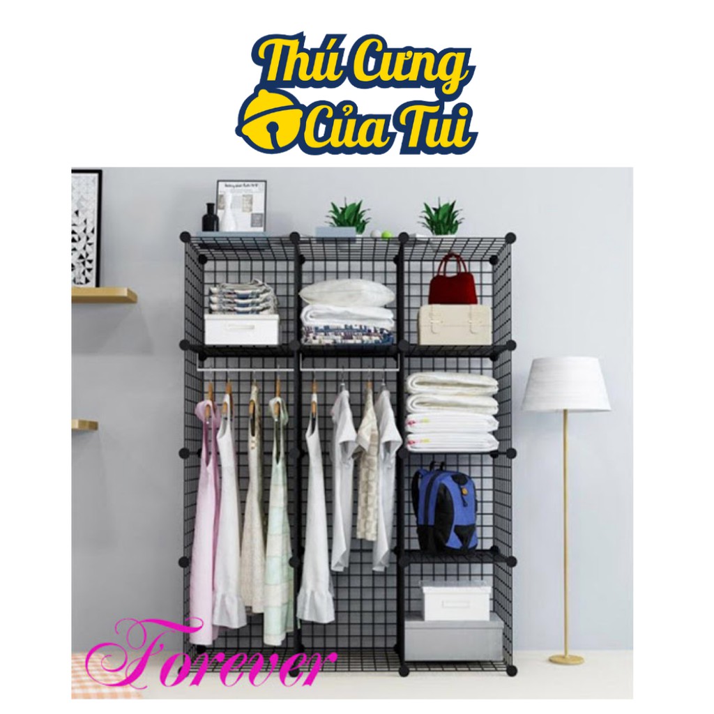 Kệ Tủ Lắp Ghép Lưới Sắt Đa Năng ( TẶNG KÈM CHỐT ) - Combo 9 Ô - Thú Cưng Của Tui