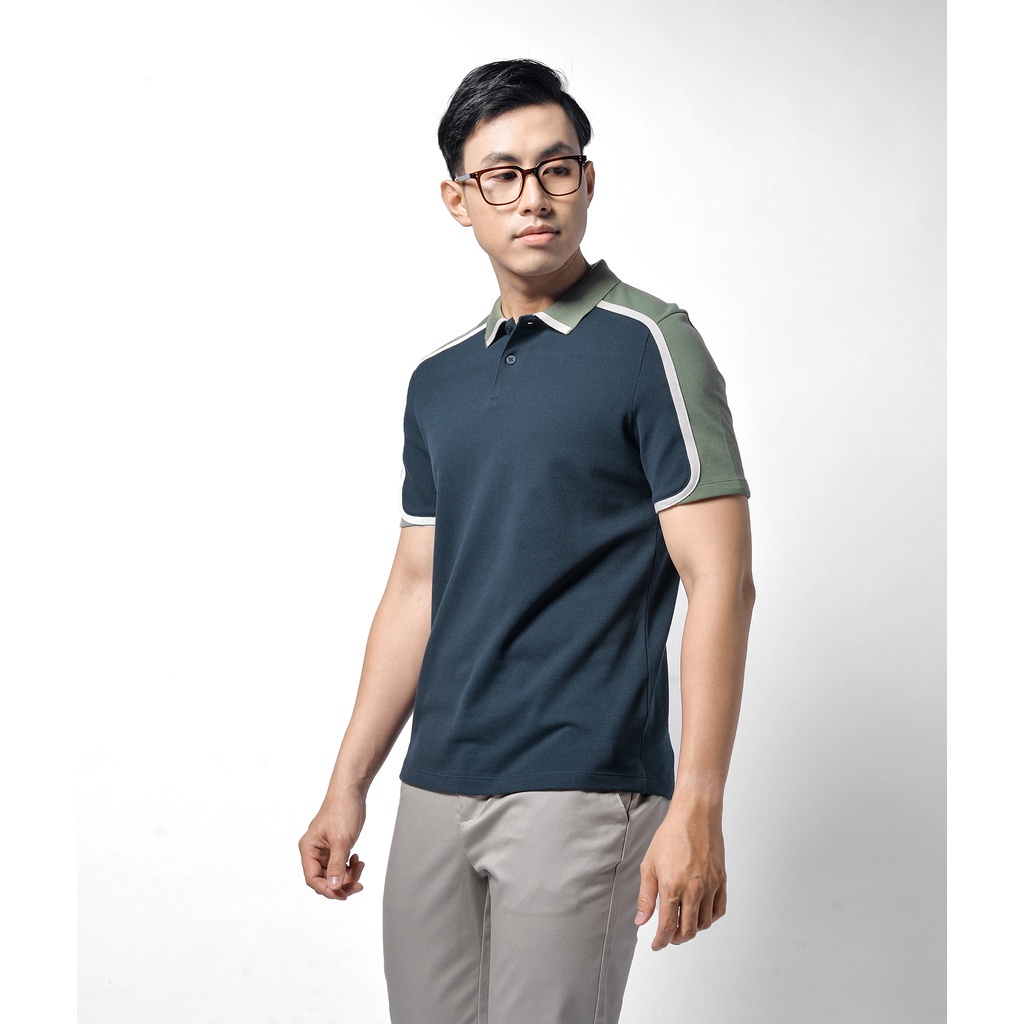 Áo Polo Nam Cvc Tay Ngắn Phối Màu Form Fitted - Routine 10F20POL009