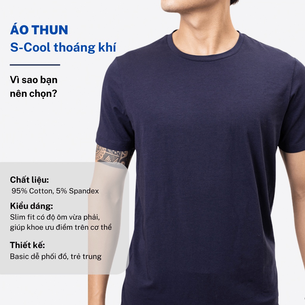 Áo thun nam cổ tròn basic CIZA vải cotton dày dặn, co giãn, tay ngắn, trẻ trung size S M L XL 4 màu ATNB01